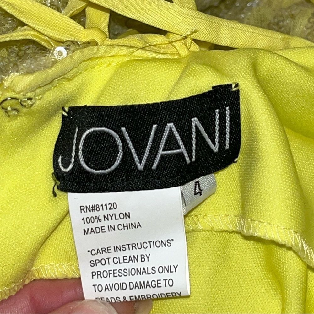 Jovani Size 4 Yellow Sequin Mermaid Gown With Corset Open Back Prom Evening - Picture 4 of 11